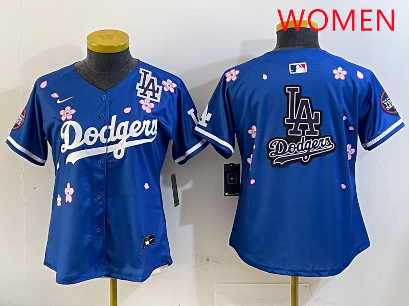 Women Los Angeles Dodgers Blank Blue Sakura Edition 2025 Nike MLB Jersey style 23